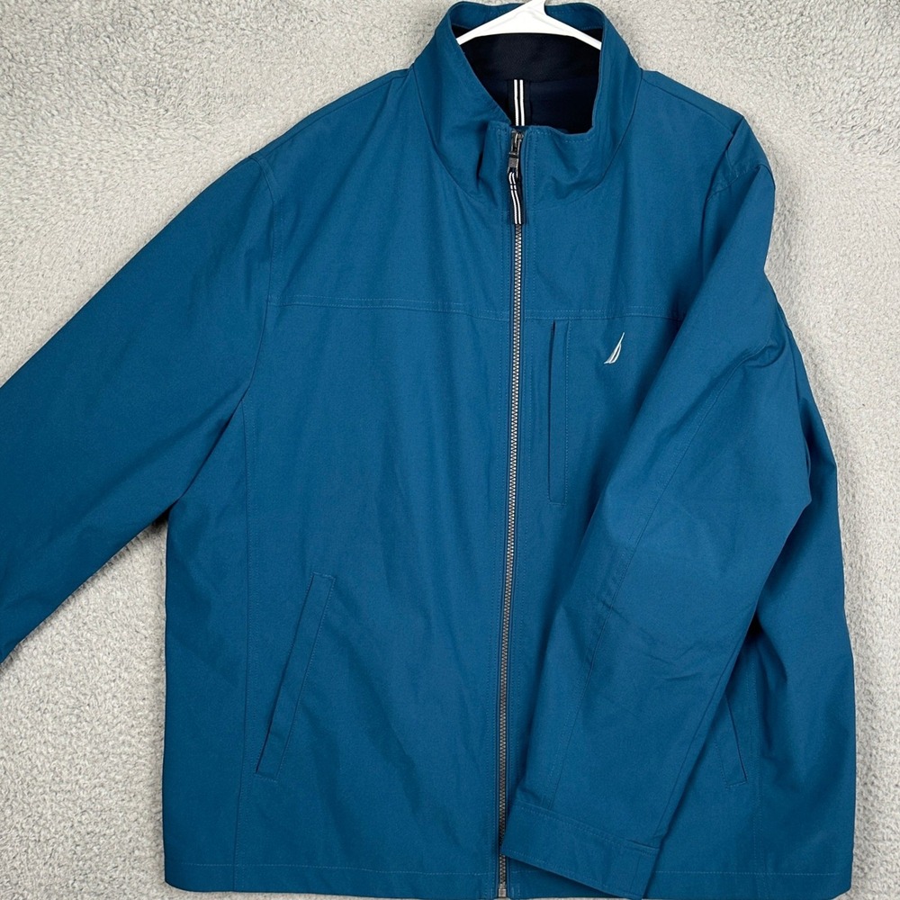 Nautica Jacket Mens 2XL Windbreaker Blue Water Resistant Active Stretch Full Zip